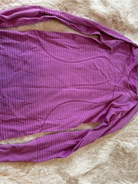 lululemon athletica Magenta Striped Long Sleeve Crew Top